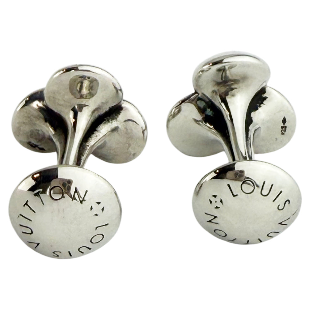 LOUIS VUITTON 925 Solid Silver Motif Bouquet Cufflinks LHQ1083