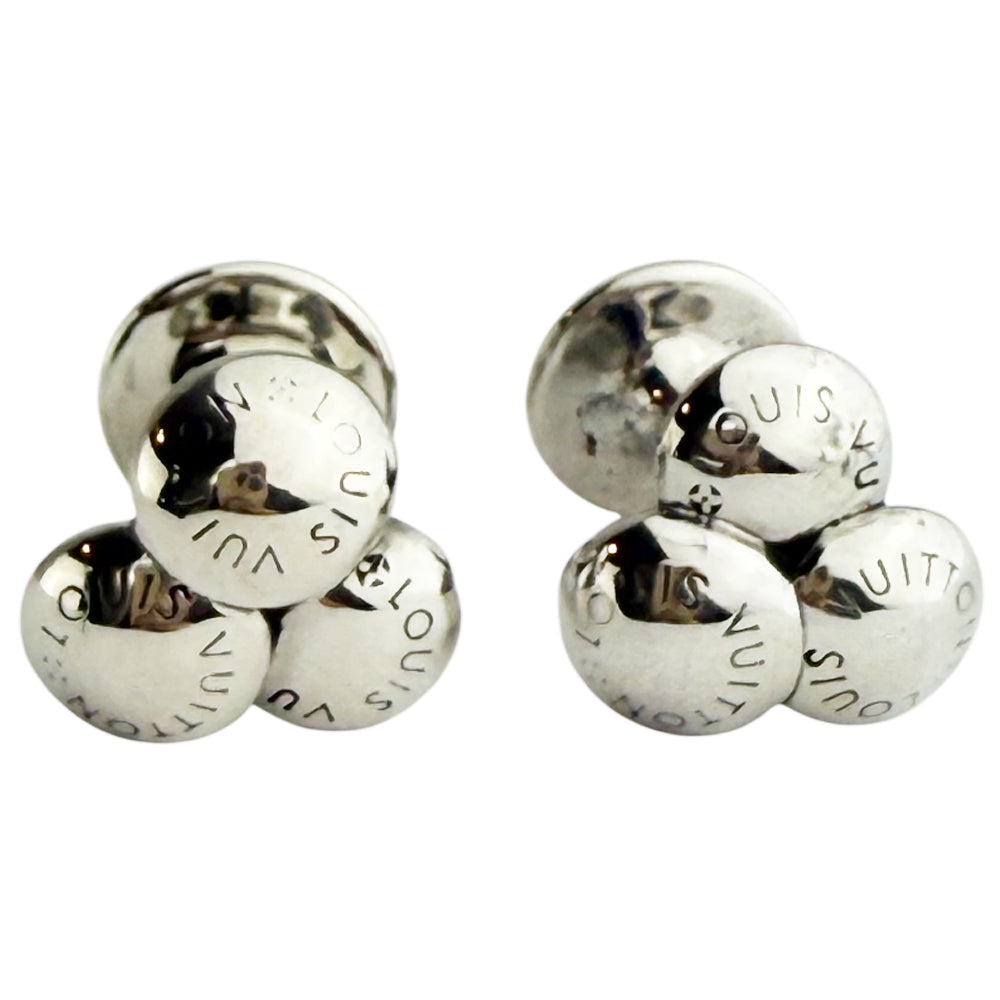 LOUIS VUITTON 925 Solid Silver Motif Bouquet Cufflinks LHQ1083
