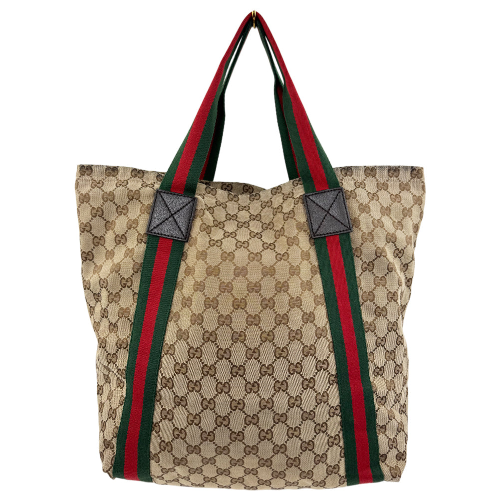 GUCCI GG Canvas Sherry Line Tote Shoulder Bag LHQ1086