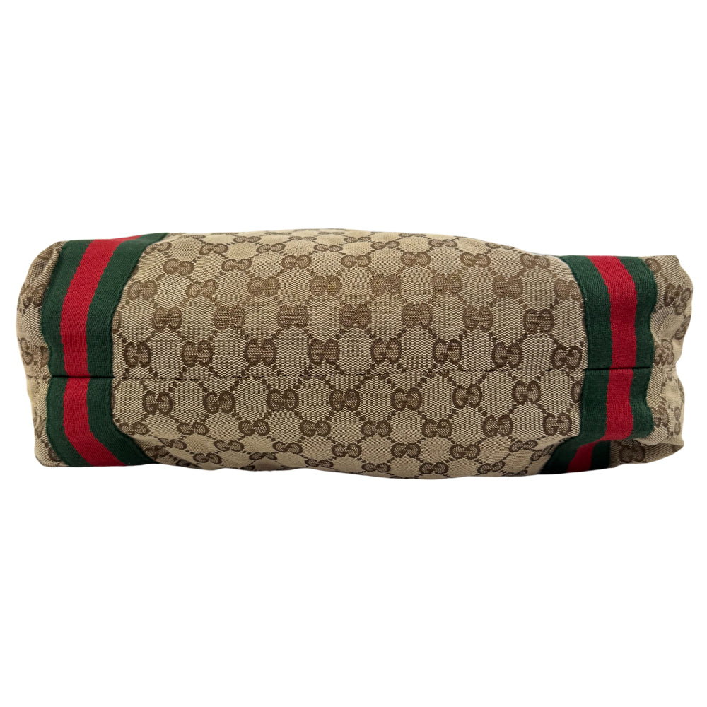 GUCCI GG Canvas Sherry Line Tote Shoulder Bag LHQ1086