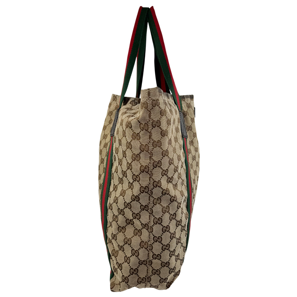 GUCCI GG Canvas Sherry Line Tote Shoulder Bag LHQ1086