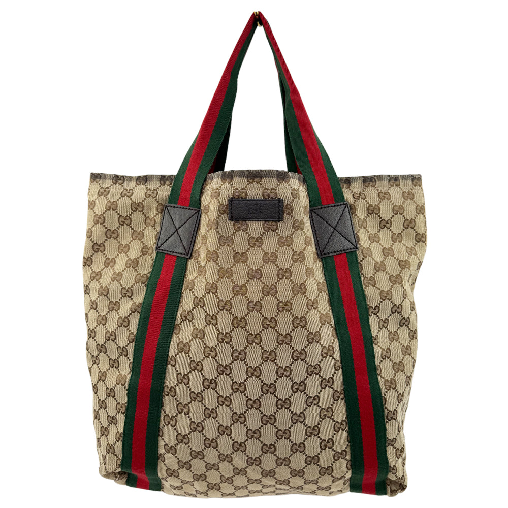 GUCCI GG Canvas Sherry Line Tote Shoulder Bag LHQ1086