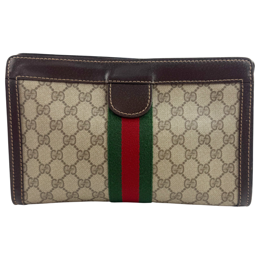GUCCI GG Supreme Canvas Sherry Line Clutch Bag LHQ1088