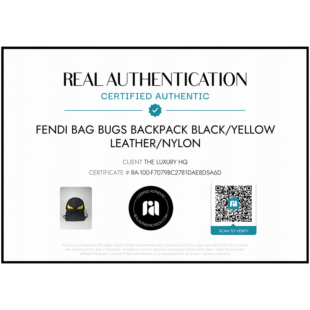 FENDI Bag Bugs Backpack Black Yellow Leather Nylon LHQ109