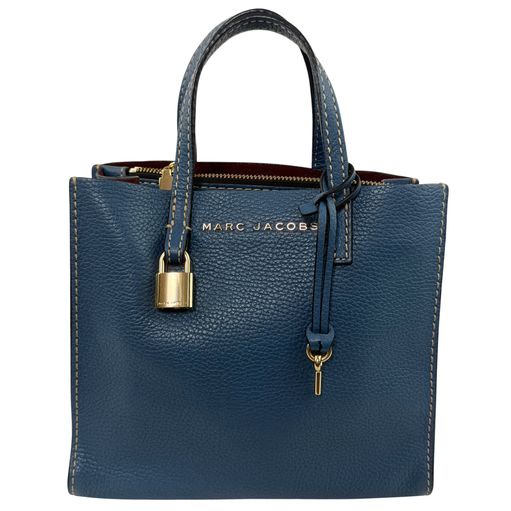 MARC JACOBS The Grind Mini Blue Tote Bag In LHQ1093