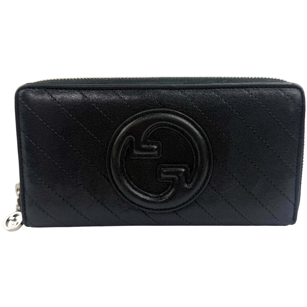 GUCCI Soho Zip around Black Leather Purse Wallet LHQ1094