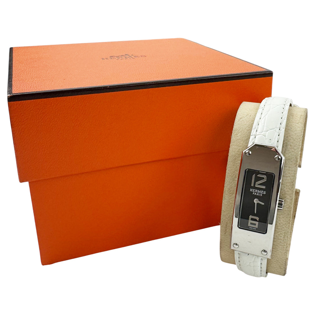 HERMES Kelly 2 Silver Steel White Strap Women's Watch LHQ1105