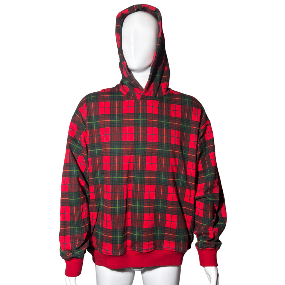 FEAR OF GOD 5TH COLLECTION RED CHECK PLAID HOODIE MENS SIZE M LHQ1135