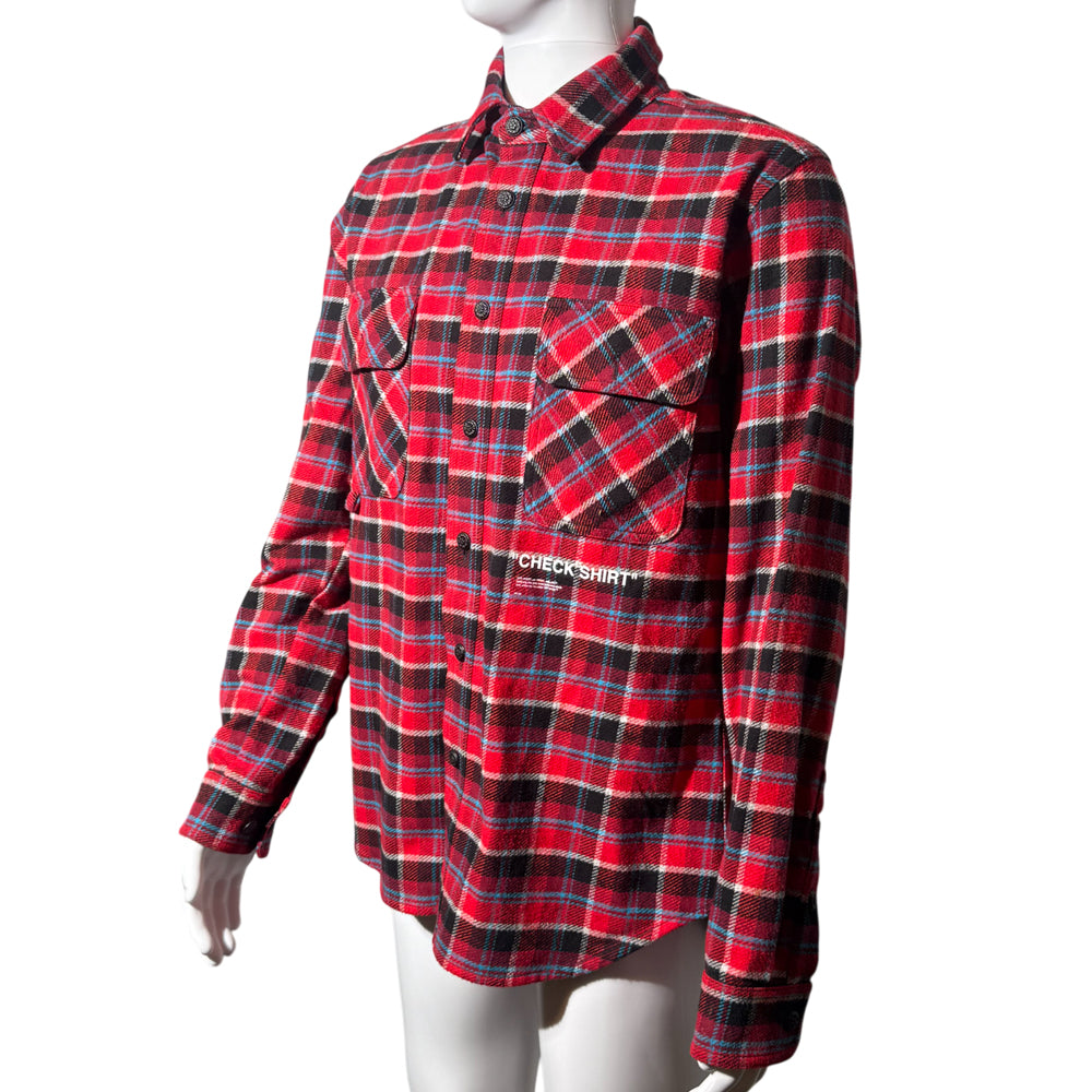 OFF WHITE RED CHECK SHIRT MENS SIZE M LHQ1136