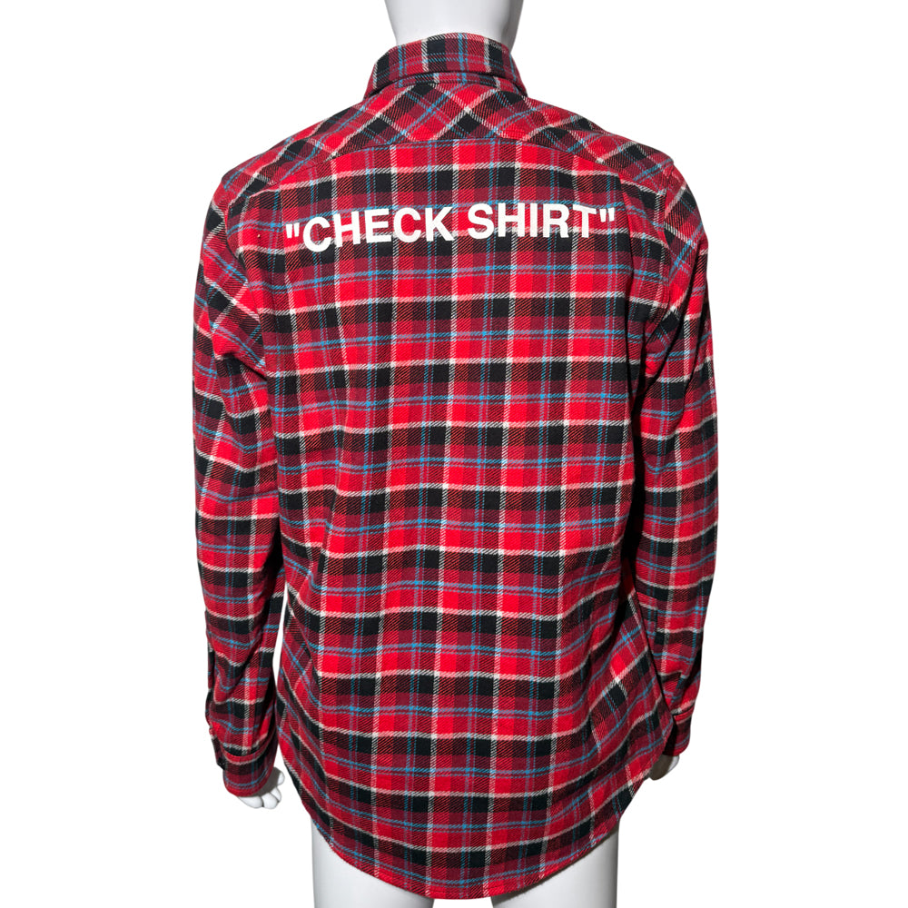 OFF WHITE RED CHECK SHIRT MENS SIZE M LHQ1136
