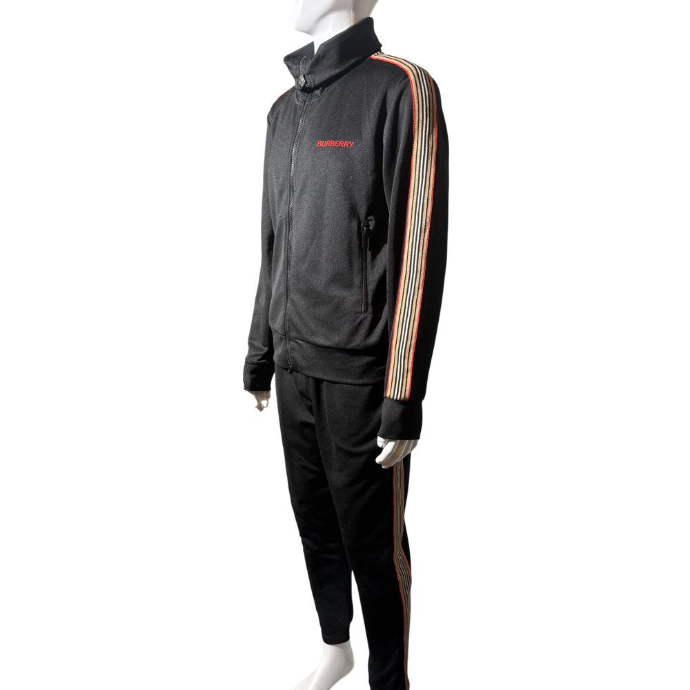 BURBERRY BLACK SILAS STRIPE FULL TRACKSUIT MENS SIZE M LHQ1137