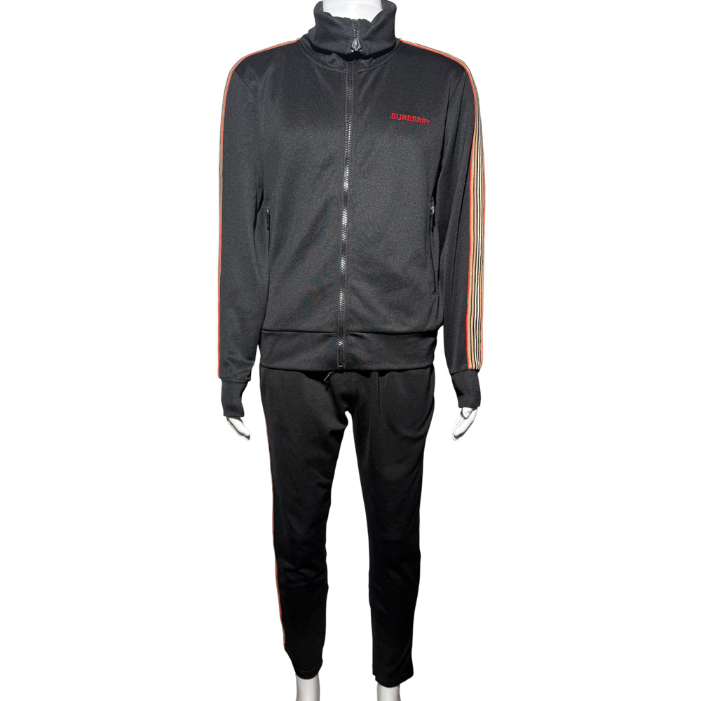 BURBERRY BLACK SILAS STRIPE FULL TRACKSUIT MENS SIZE M LHQ1137