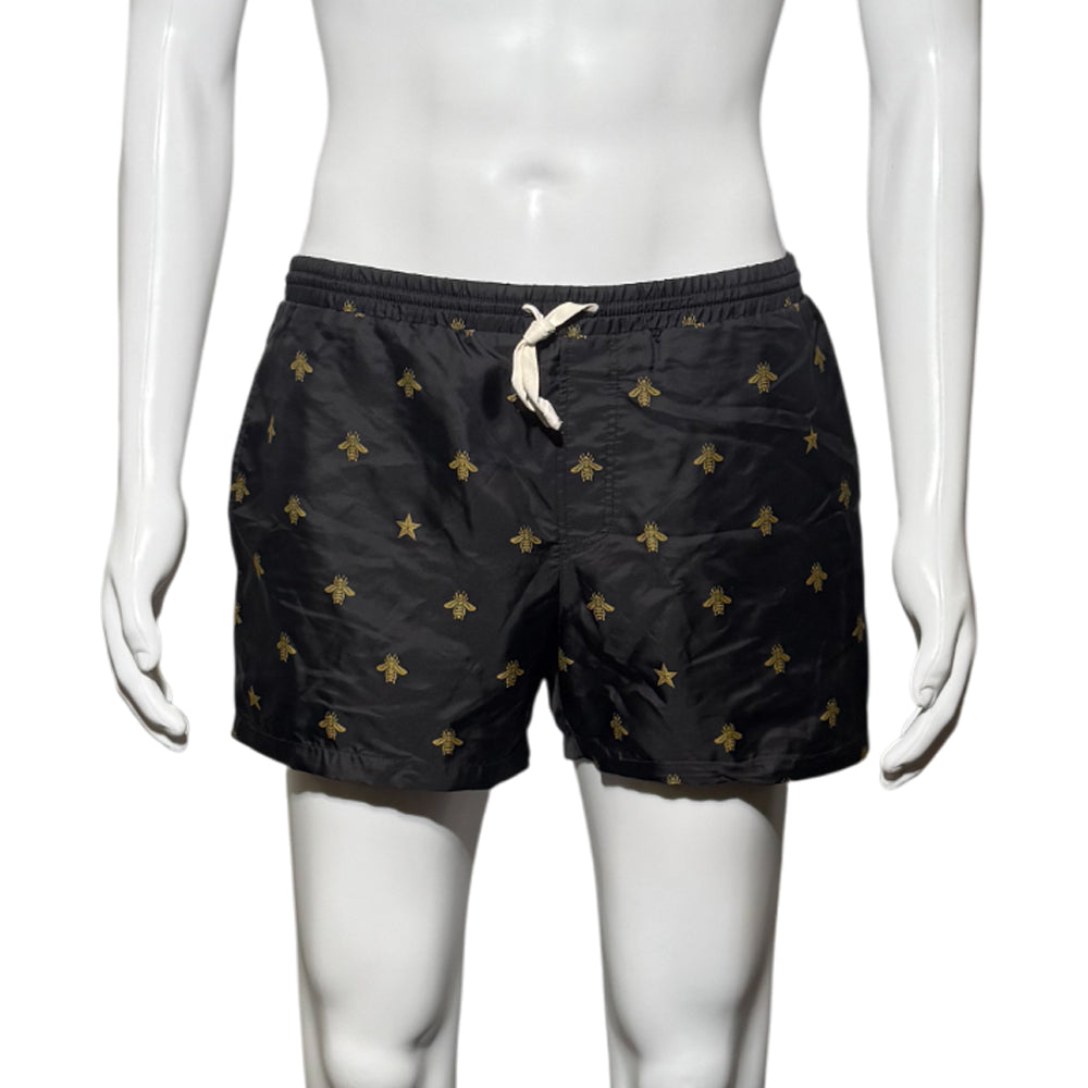 GUCCI BEE MENS BLACK SWIM SHORTS 32" (GUCCI SIZE 48) LHQ1141