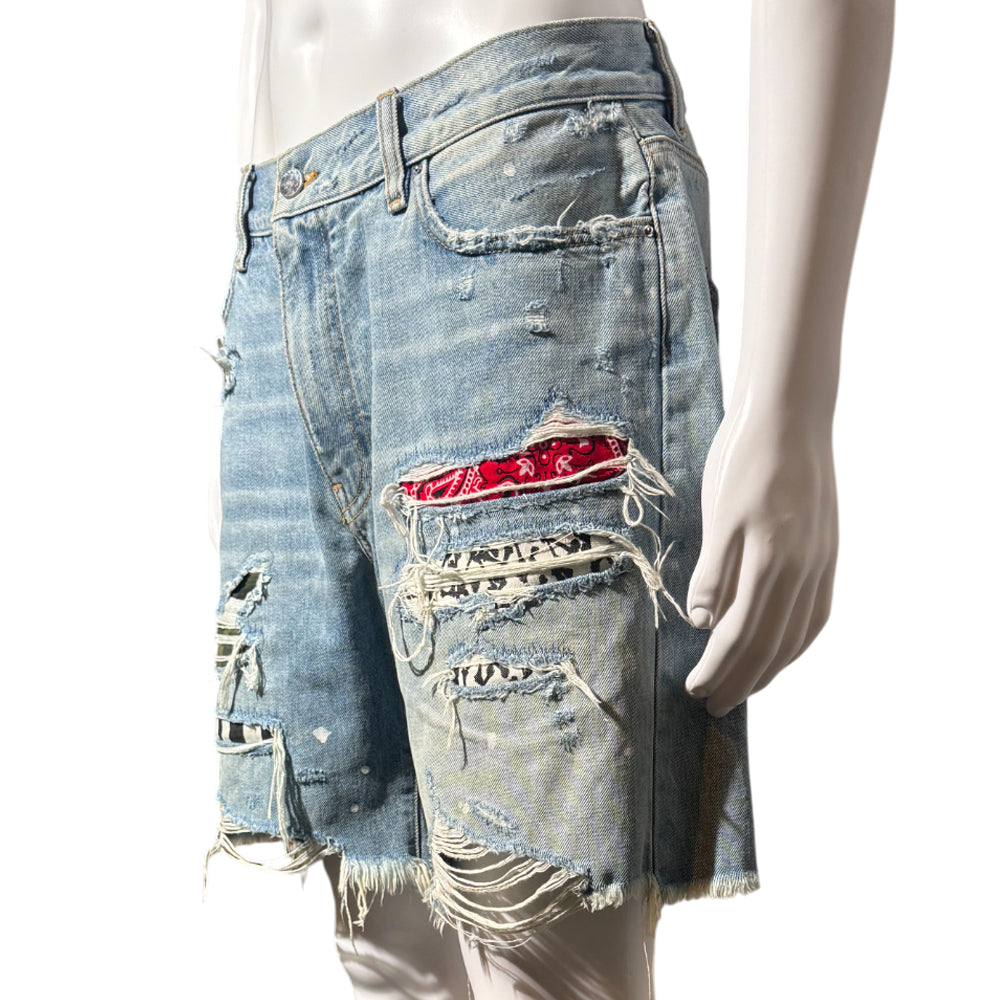 AMIRI DISTRESSED EFFECT DENIM MENS SHORTS SIZE 32 LHQ1142