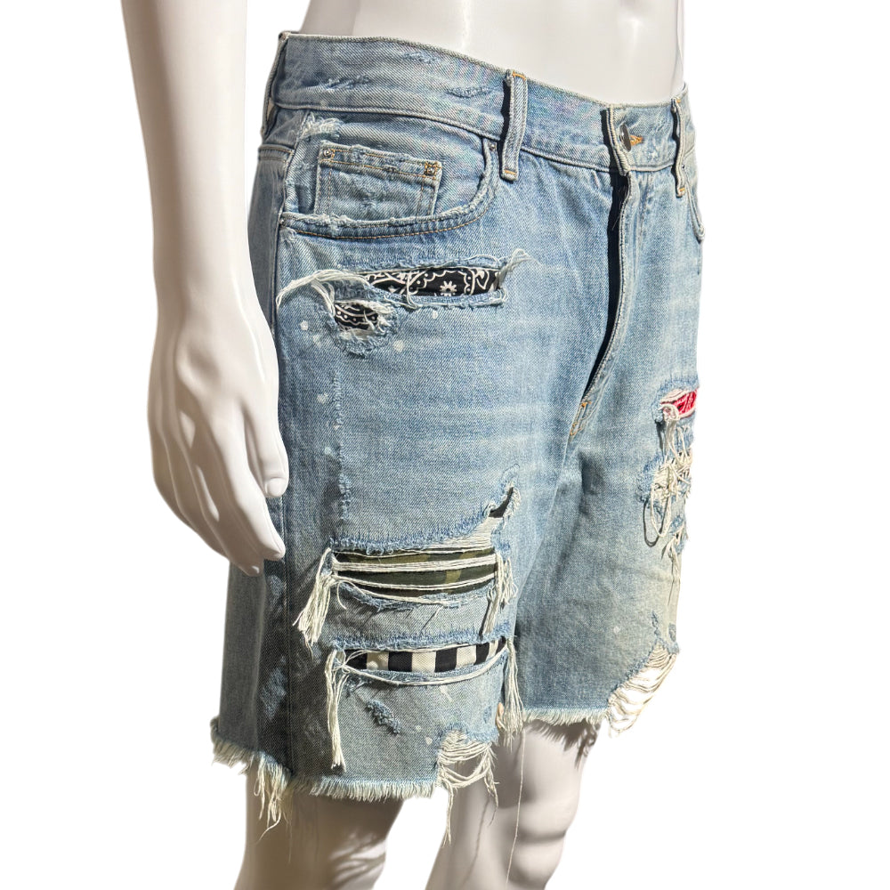 AMIRI DISTRESSED EFFECT DENIM MENS SHORTS SIZE 32 LHQ1142