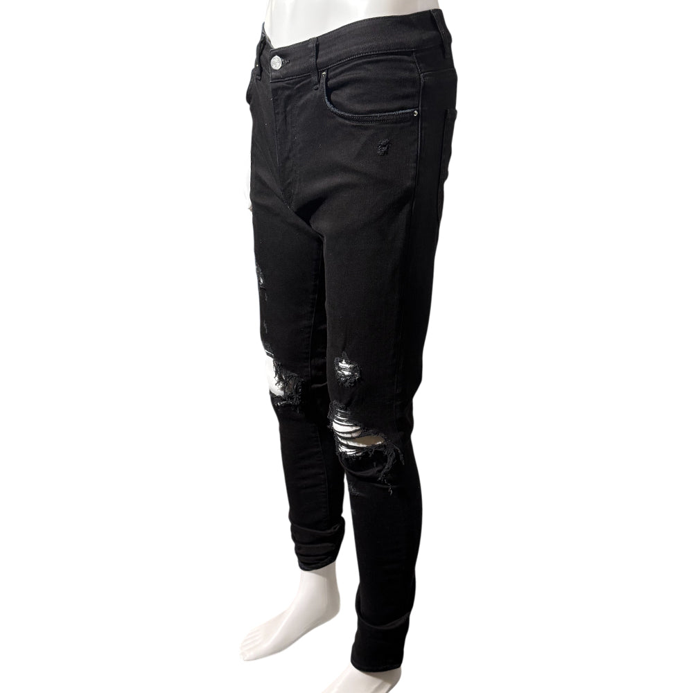 AMIRI BLACK DENIM DISTRESSED EFFECT JEANS MENS SIZE 32 LHQ1143