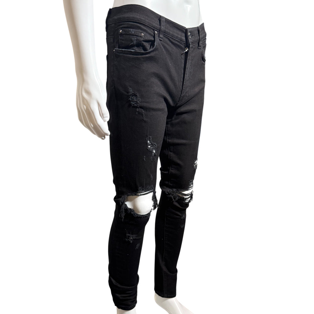 AMIRI BLACK DENIM DISTRESSED EFFECT JEANS MENS SIZE 32 LHQ1143