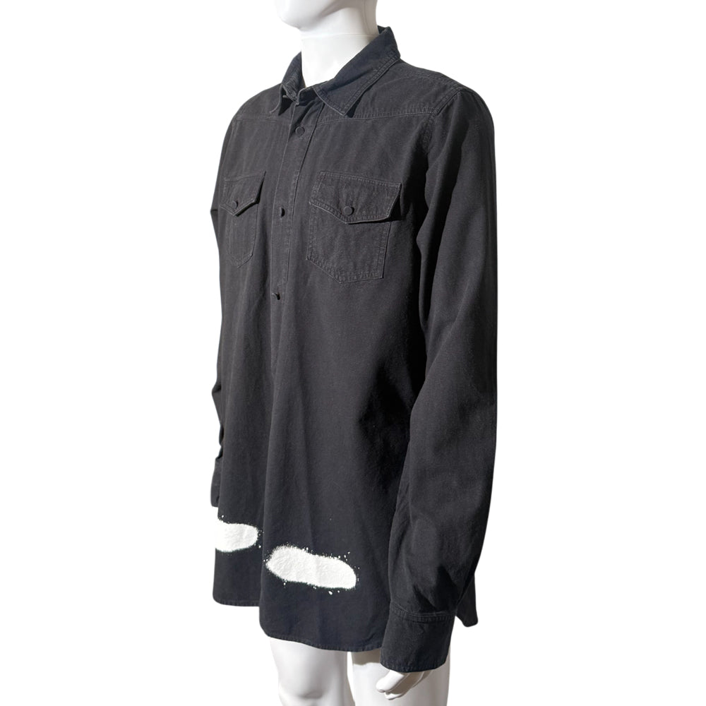 OFF WHITE DIAGONAL SPRAY MENS BLACK DENIM DENIM SHIRT SIZE M LHQ1144