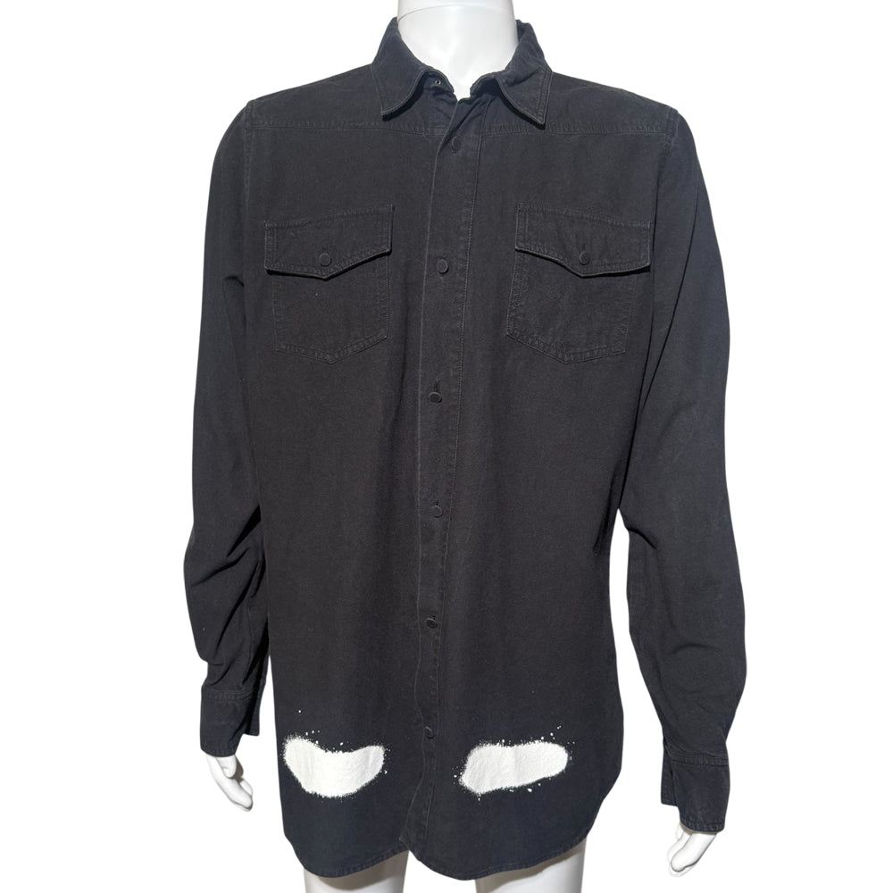 OFF WHITE DIAGONAL SPRAY MENS BLACK DENIM DENIM SHIRT SIZE M LHQ1144
