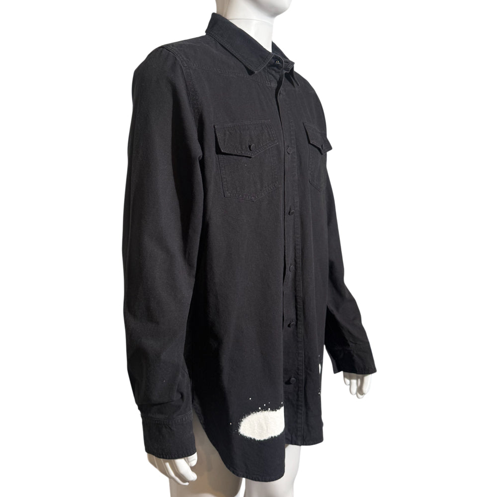 OFF WHITE DIAGONAL SPRAY MENS BLACK DENIM DENIM SHIRT SIZE M LHQ1144