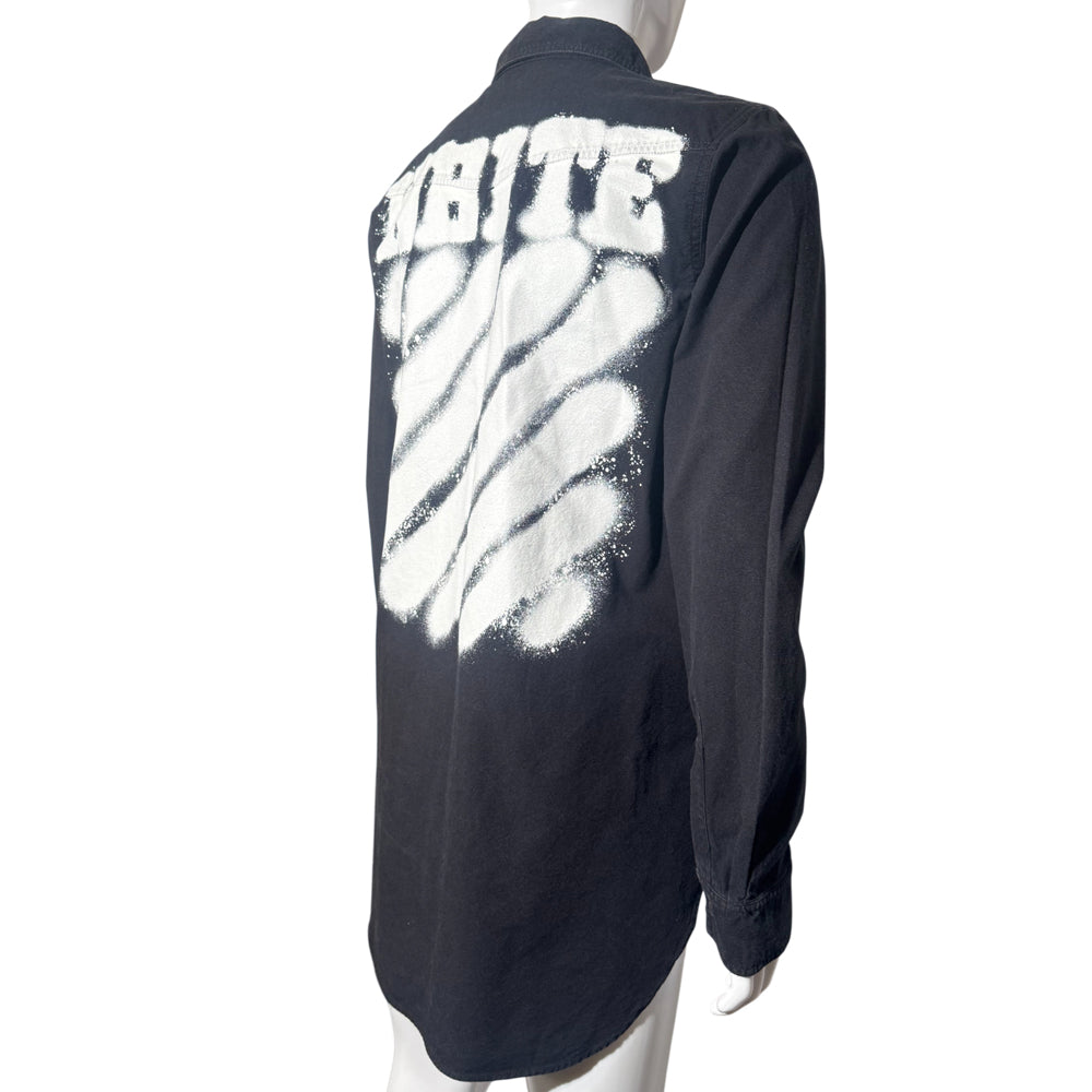 OFF WHITE DIAGONAL SPRAY MENS BLACK DENIM DENIM SHIRT SIZE M LHQ1144