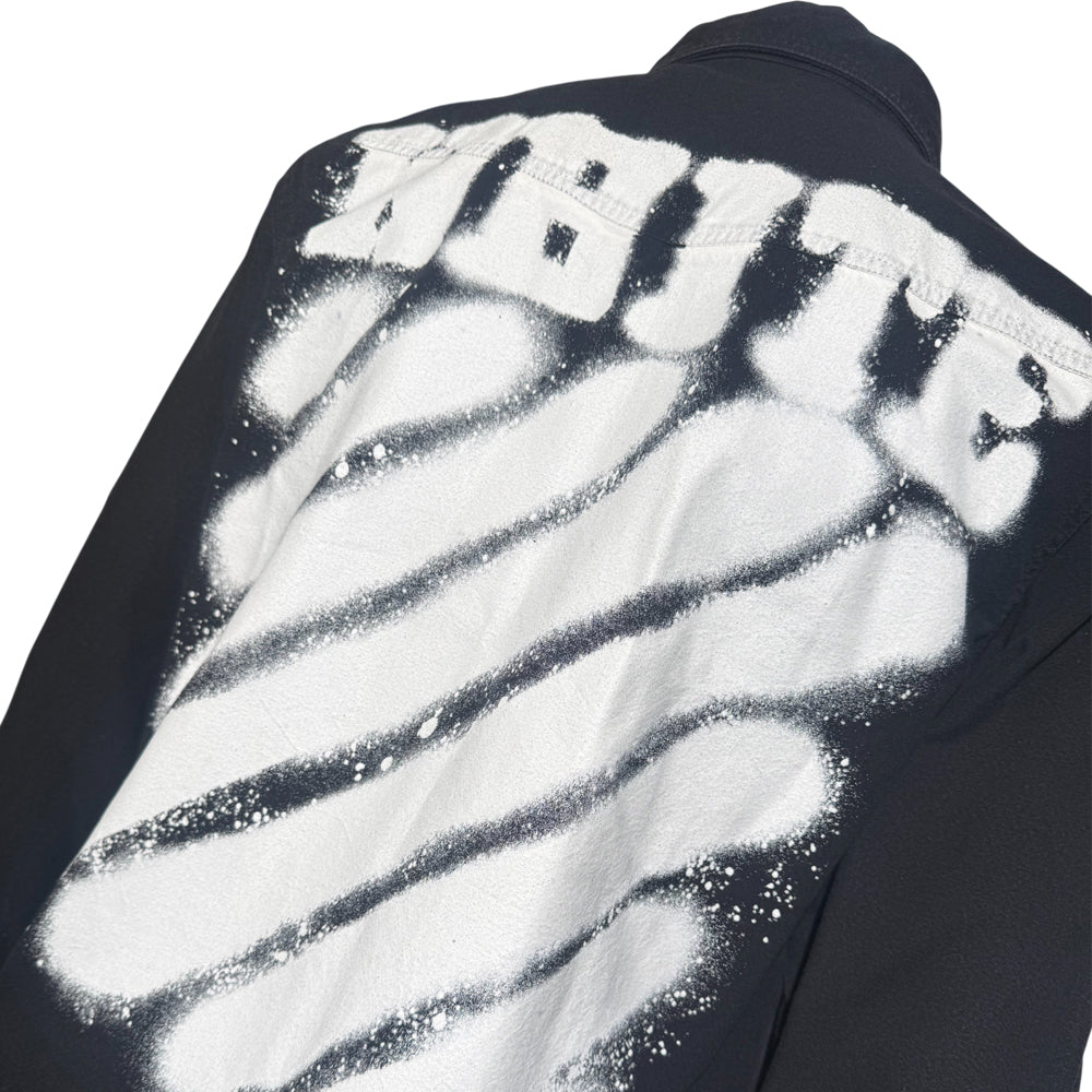 OFF WHITE DIAGONAL SPRAY MENS BLACK DENIM DENIM SHIRT SIZE M LHQ1144