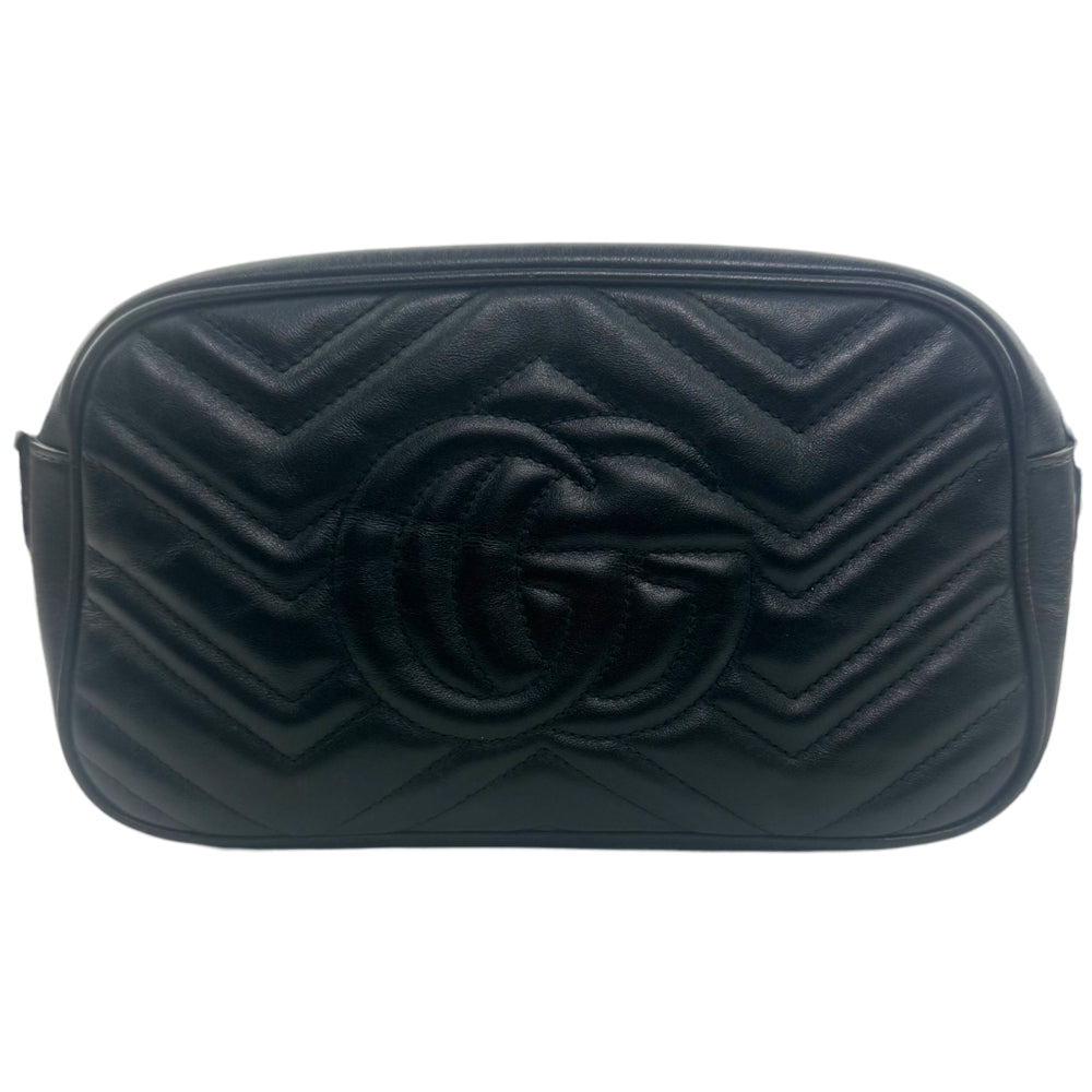 GUCCI GG Black Leather Marmont Chain Shoulder Bag LHQ1158