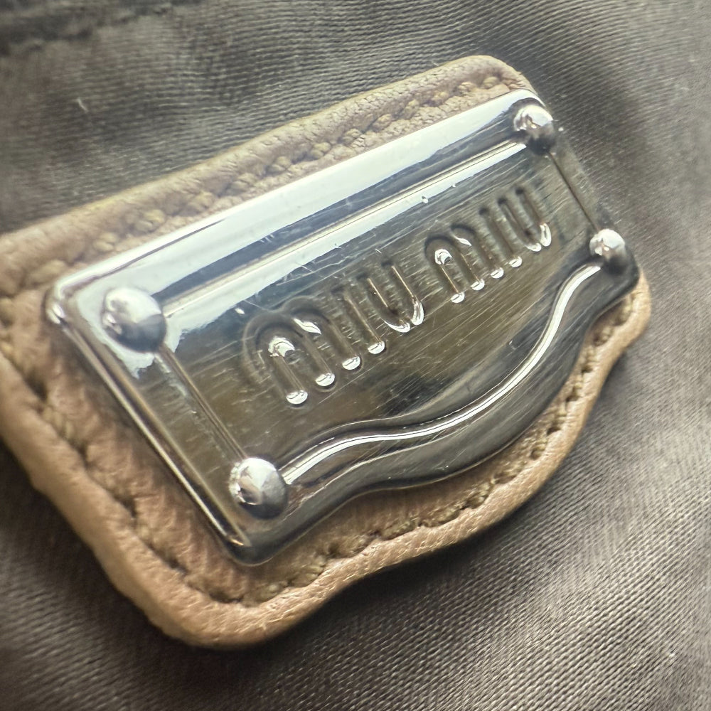 MIU MIU Matelasse Brown Leather Shoulder Hand Bag LHQ1165