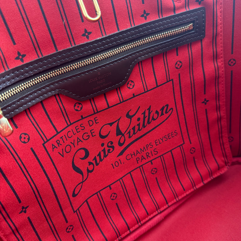 LOUIS VUITTON Neverfull MM Damier Ebene Shoulder Tote Bag LHQ1168