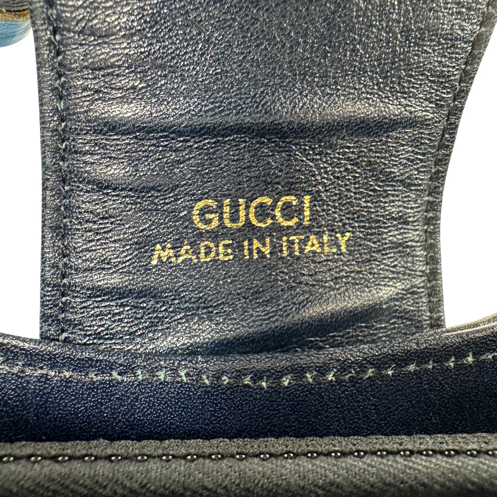 GUCCI Navy Leather Sherry Line Shoulder Bag LHQ1172