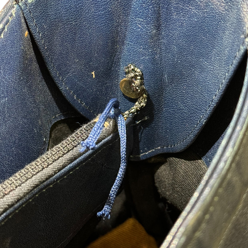 GUCCI Navy Leather Sherry Line Shoulder Bag LHQ1172