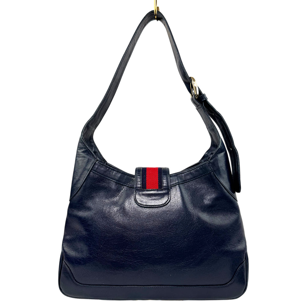 GUCCI Navy Leather Sherry Line Shoulder Bag LHQ1172