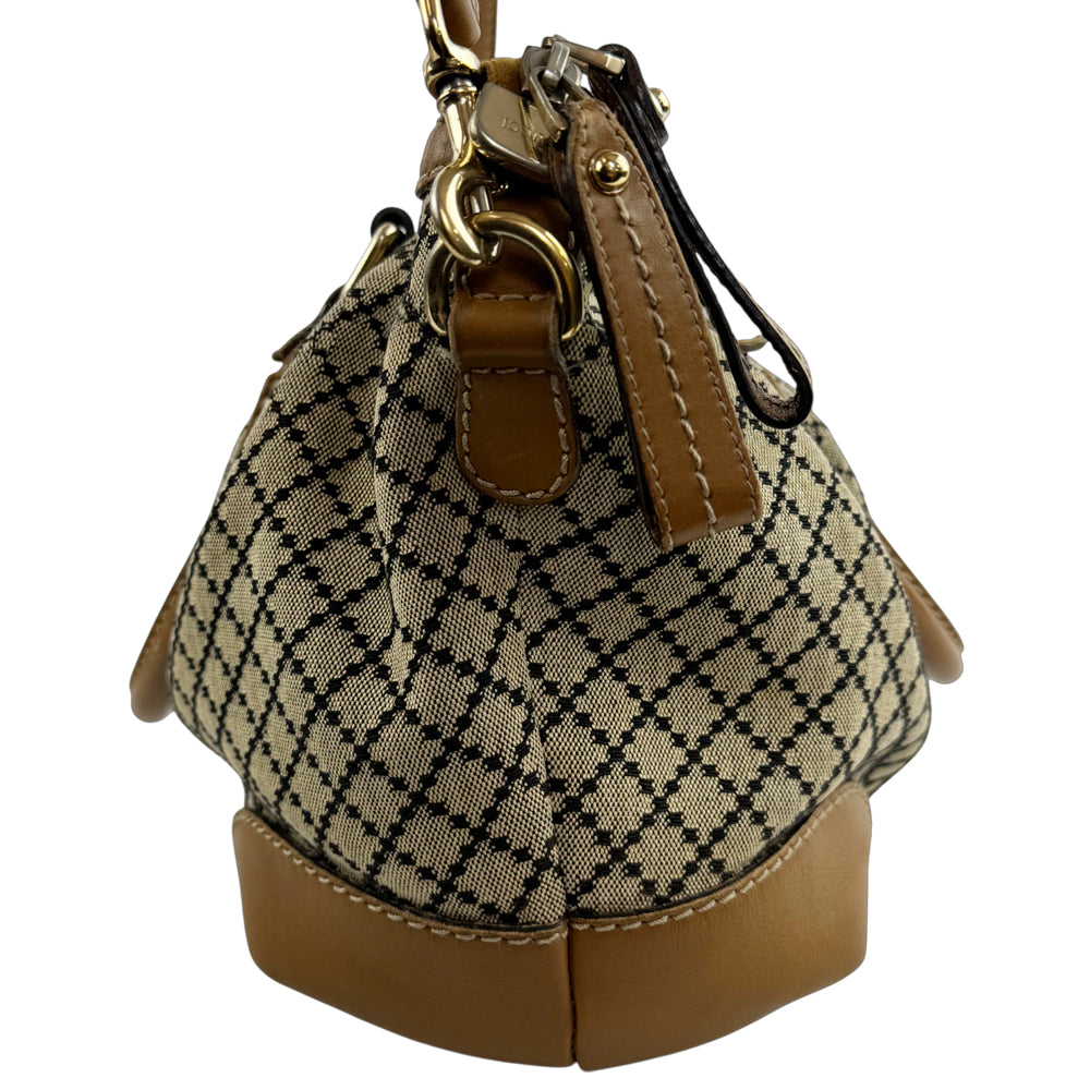 GUCCI Diamante Brown Canvas Handbag Shoulder Bag LHQ1177