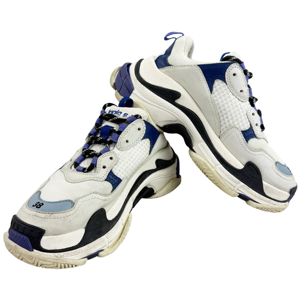 BALENCIAGA Triple S White Purple Trainers Size 5 LHQ1188