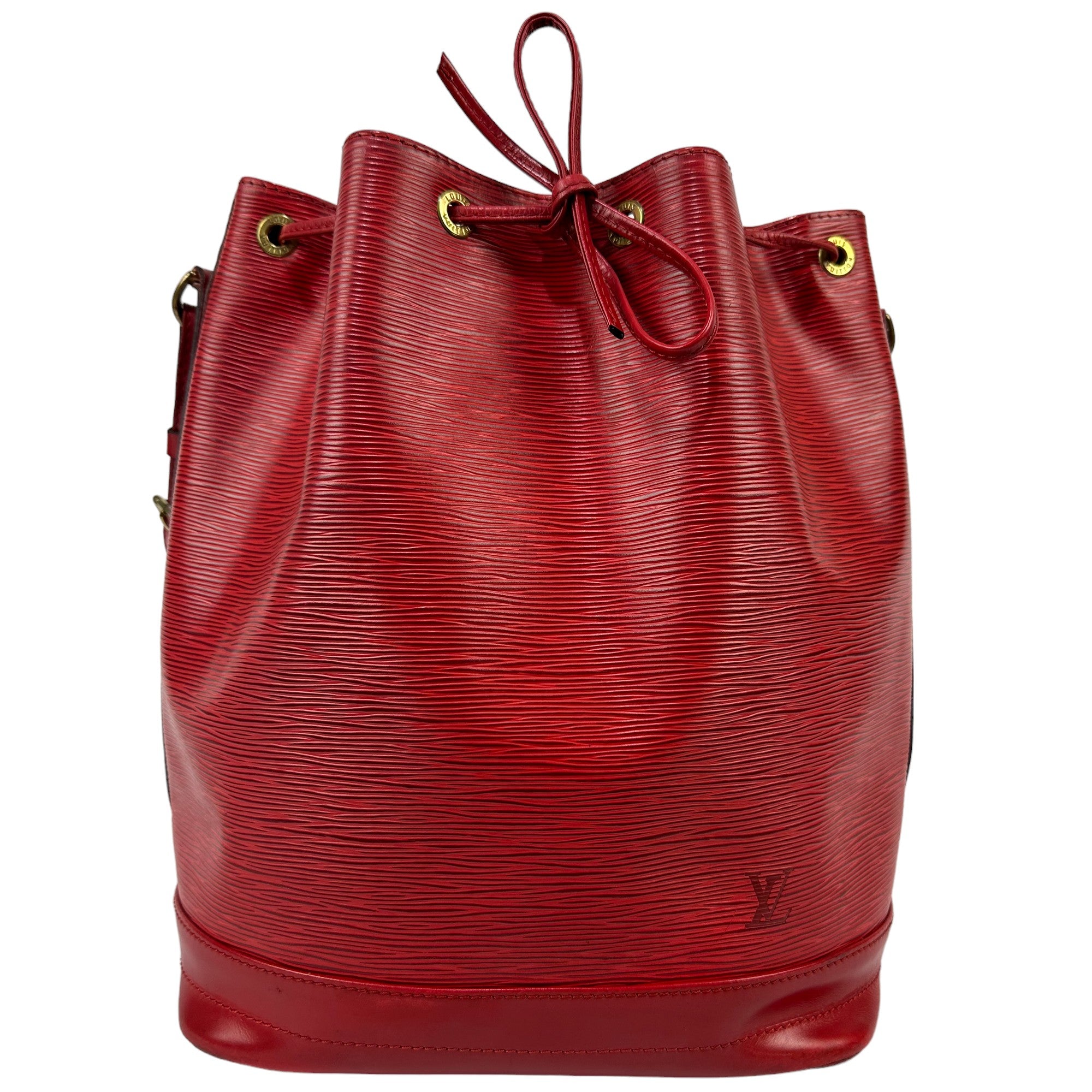 LOUIS VUITTON Fourre-tout Noe en cuir et épi rouge LHQ12