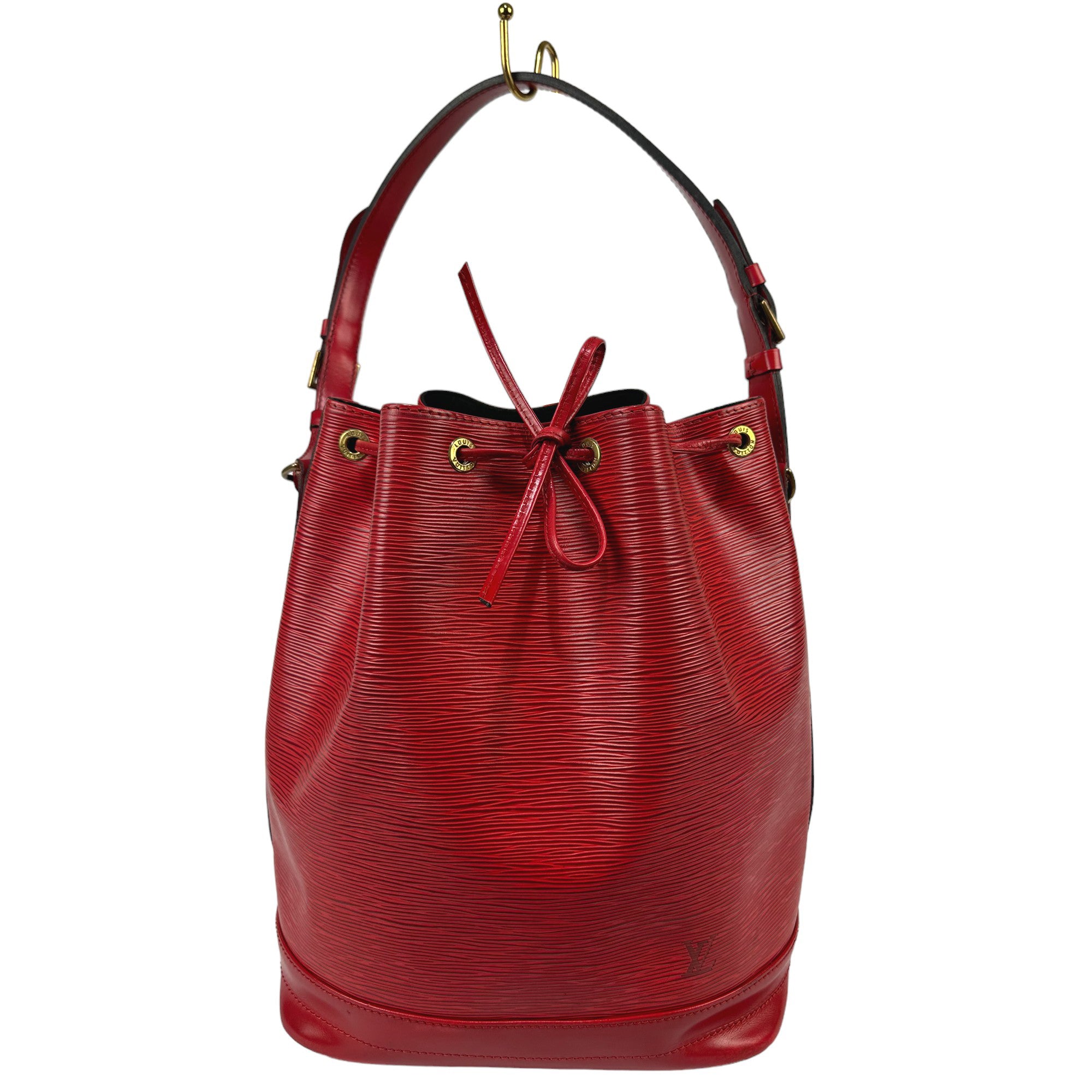 LOUIS VUITTON  Noe Red Epi and Leather Shoulder Tote Bag LHQ12