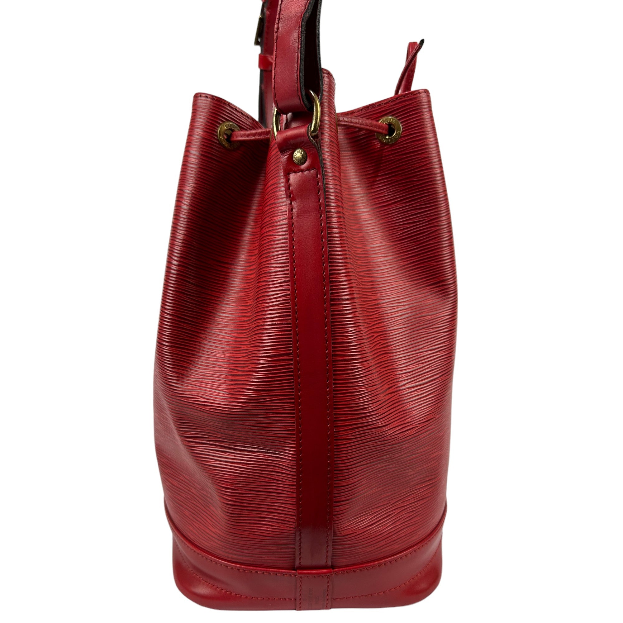 LOUIS VUITTON Fourre-tout Noe en cuir et épi rouge LHQ12