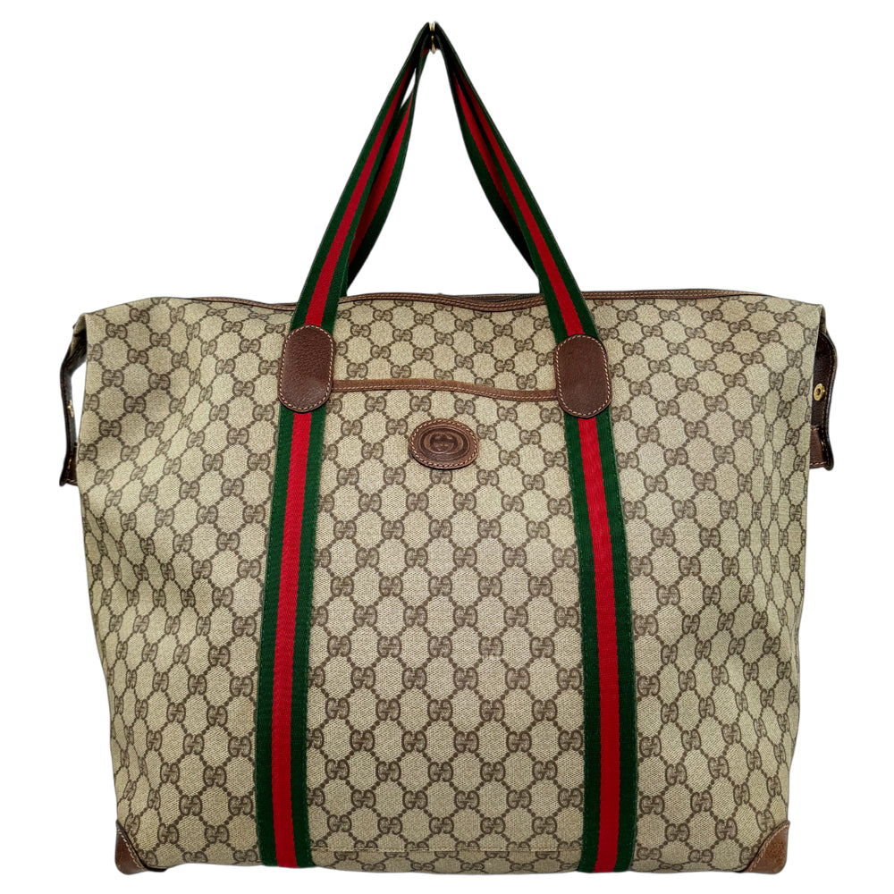 GUCCI GG Brown Canvas Sherry Line Tote Shoulder Bag LHQ1200
