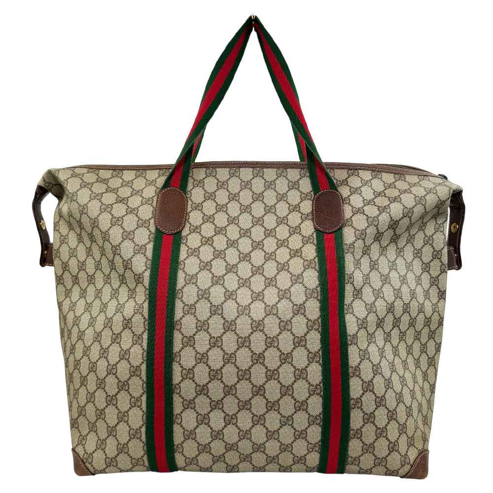 GUCCI GG Brown Canvas Sherry Line Tote Shoulder Bag LHQ1200