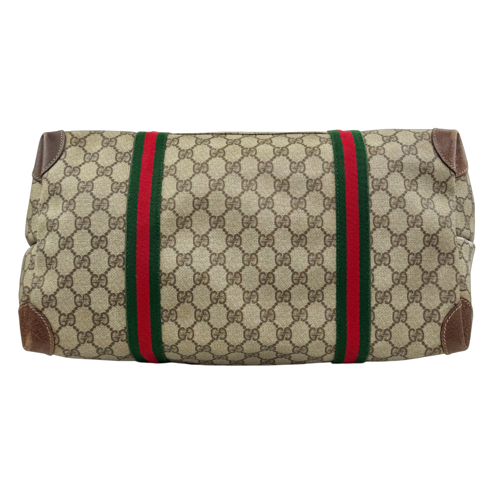 GUCCI GG Brown Canvas Sherry Line Tote Shoulder Bag LHQ1200