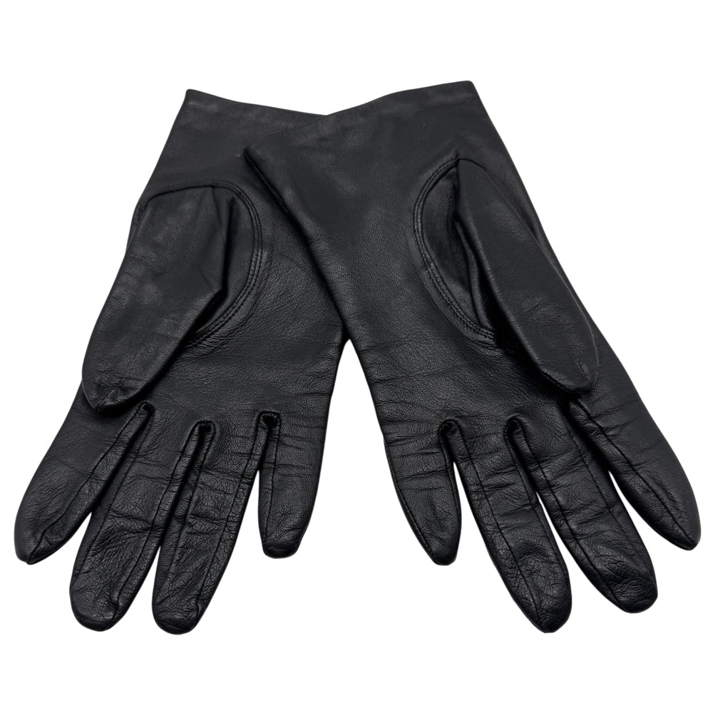 YSL Saint Laurent Black Leather Ladies Gloves Size Medium LHQ1201