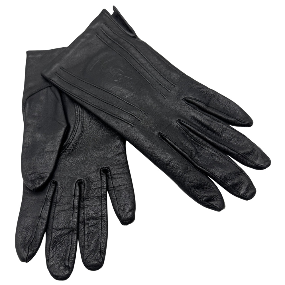 YSL Saint Laurent Black Leather Ladies Gloves Size Medium LHQ1201