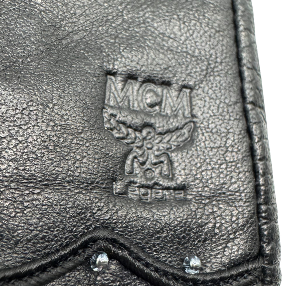 MCM Black Leather Ladies Gloves Size Small LHQ1202
