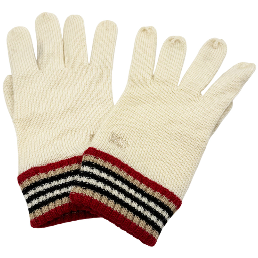 BURBERRY Cream Wool Ladies Gloves Size Medium LHQ1204