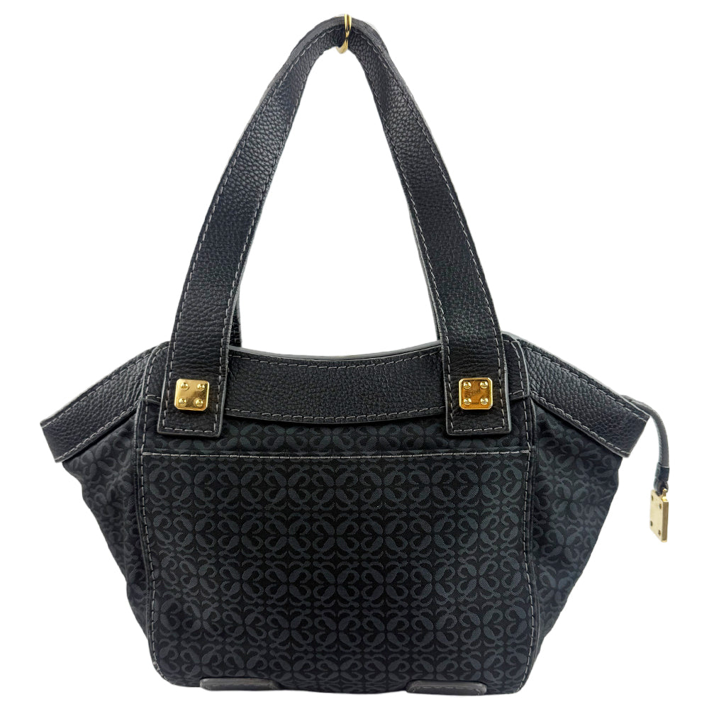 LOEWE Anagram Black Canvas & Leather Shoulder Tote Bag LHQ1207