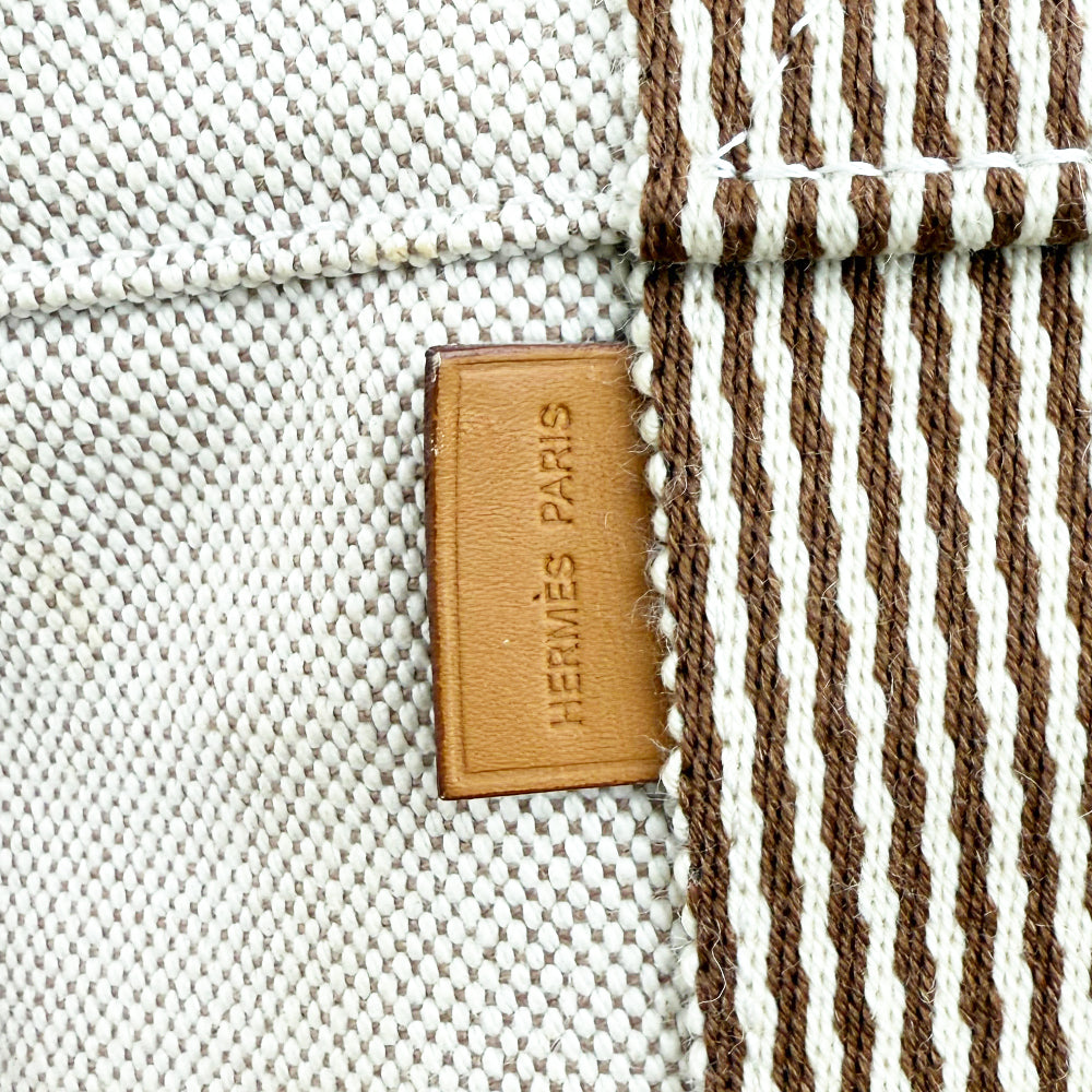 HERMES Fourre Tout Cream Canvas Tote Bag LHQ1208