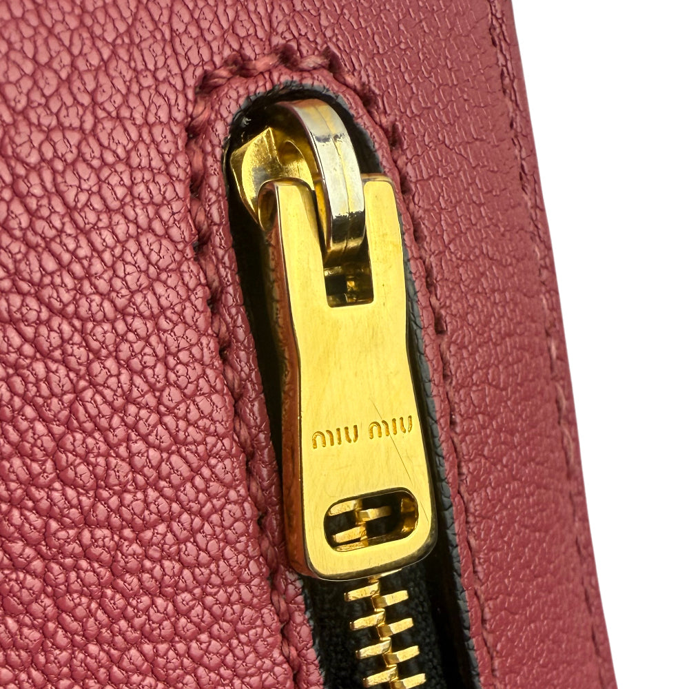 MIU MIU Madras Orange Pink Leather Shoulder Hand Bag LHQ1210