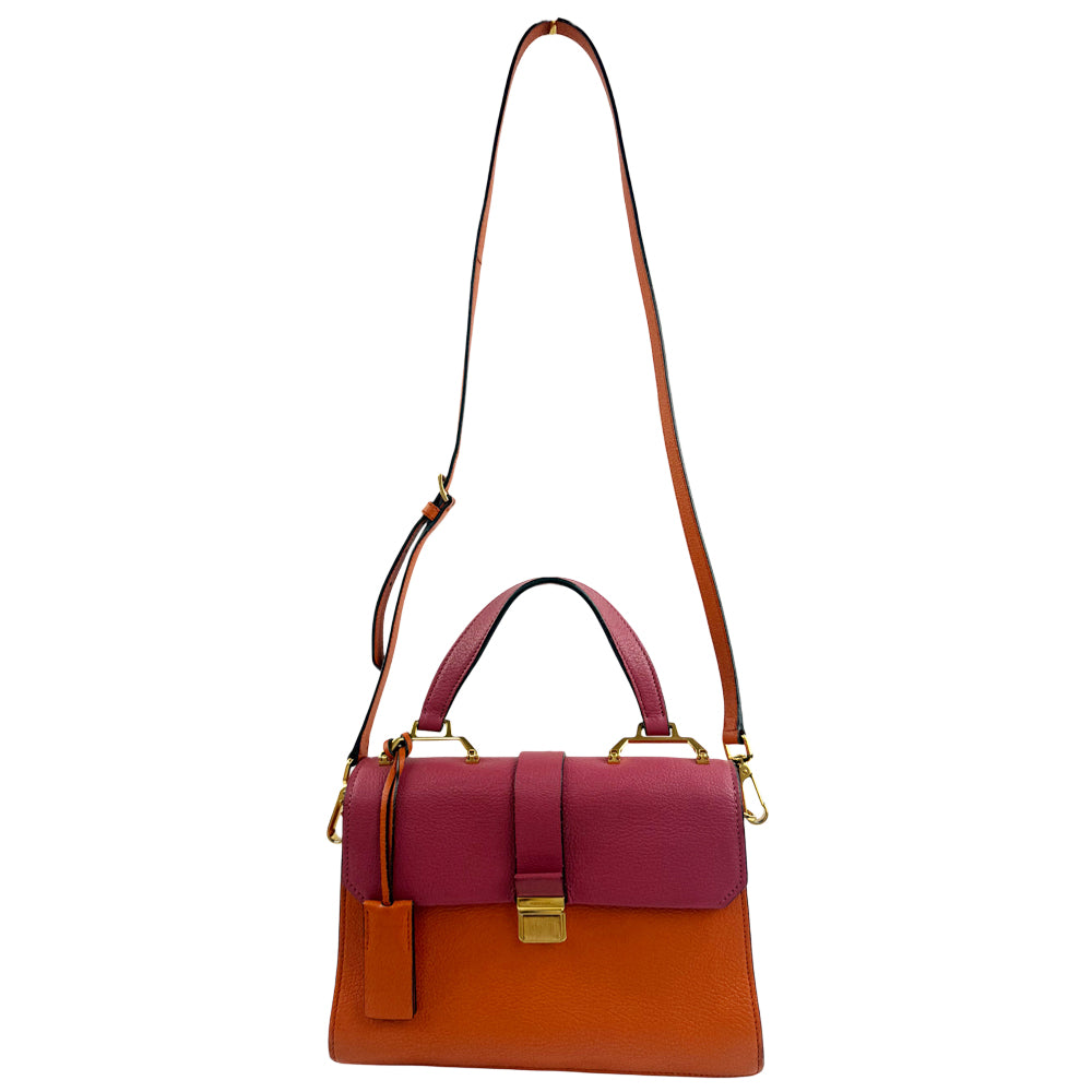 MIU MIU Madras Orange Pink Leather Shoulder Hand Bag LHQ1210