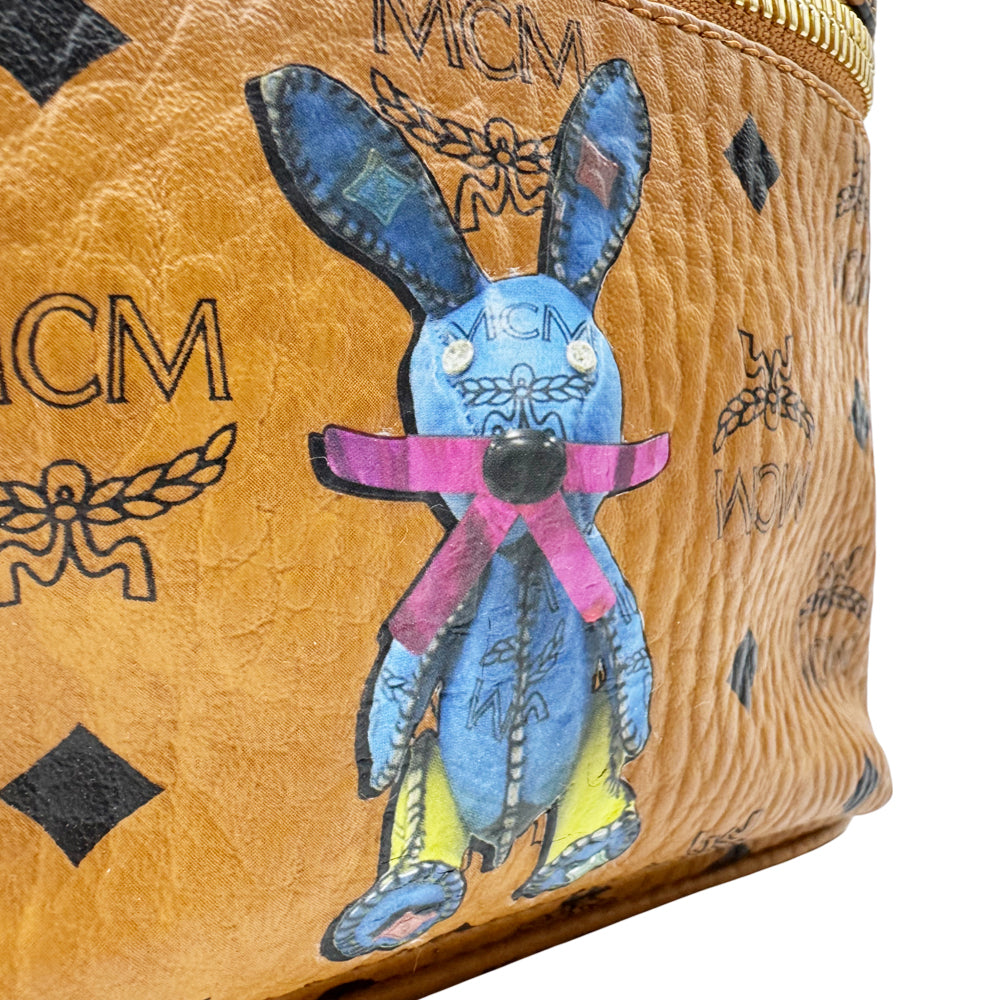 MCM Small Brown Leather Rabbit Graphic Backpack LHQ1216