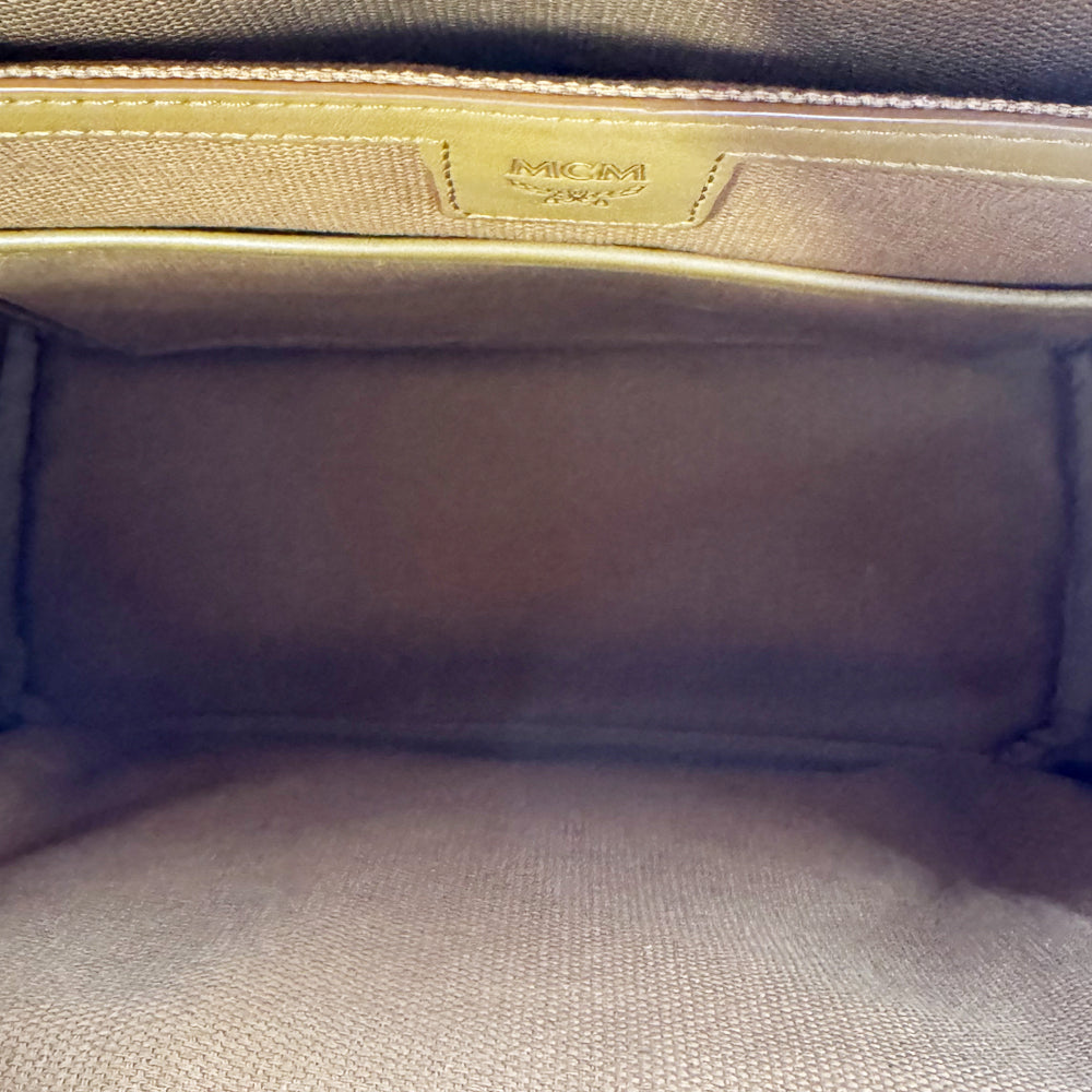 MCM Small Brown Leather Rabbit Graphic Backpack LHQ1216